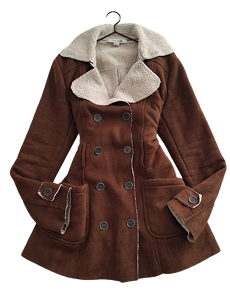Brown Double-Breasted Hooded Coat